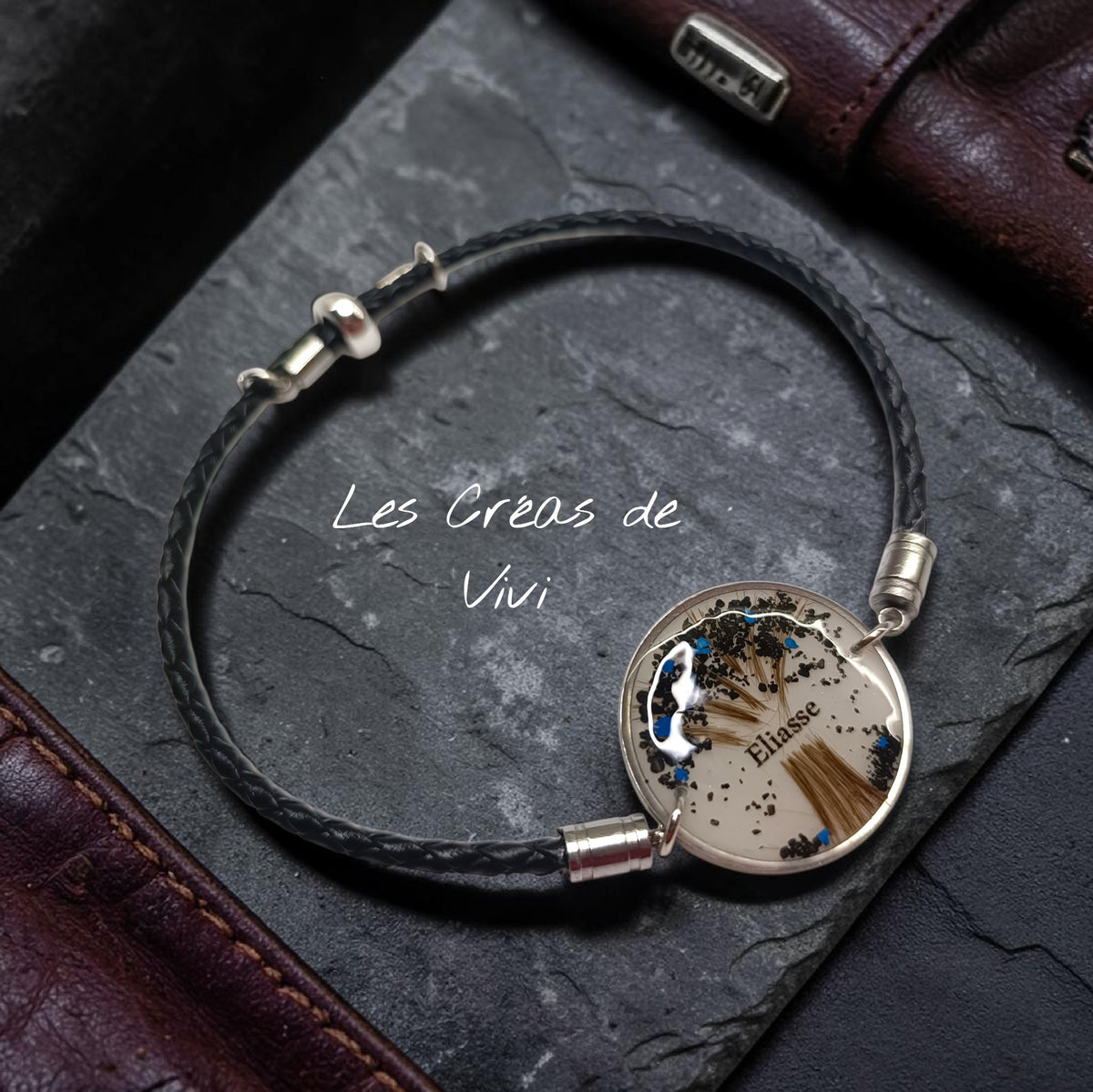 Bracelet Homme Personnalisé avec Cheveux | Arbre de Vie en Résine | Bijou Souvenir Unique | Cadeau Papa, Mari, Fils | Acier Inoxydable