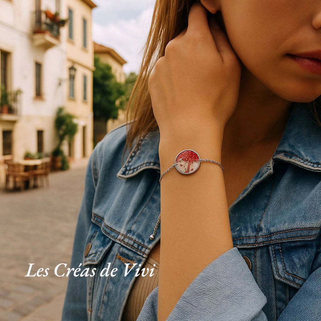 Bracelet chaîne "Arbre de Vie" personnalisé – Mèche de cheveux & fleurs