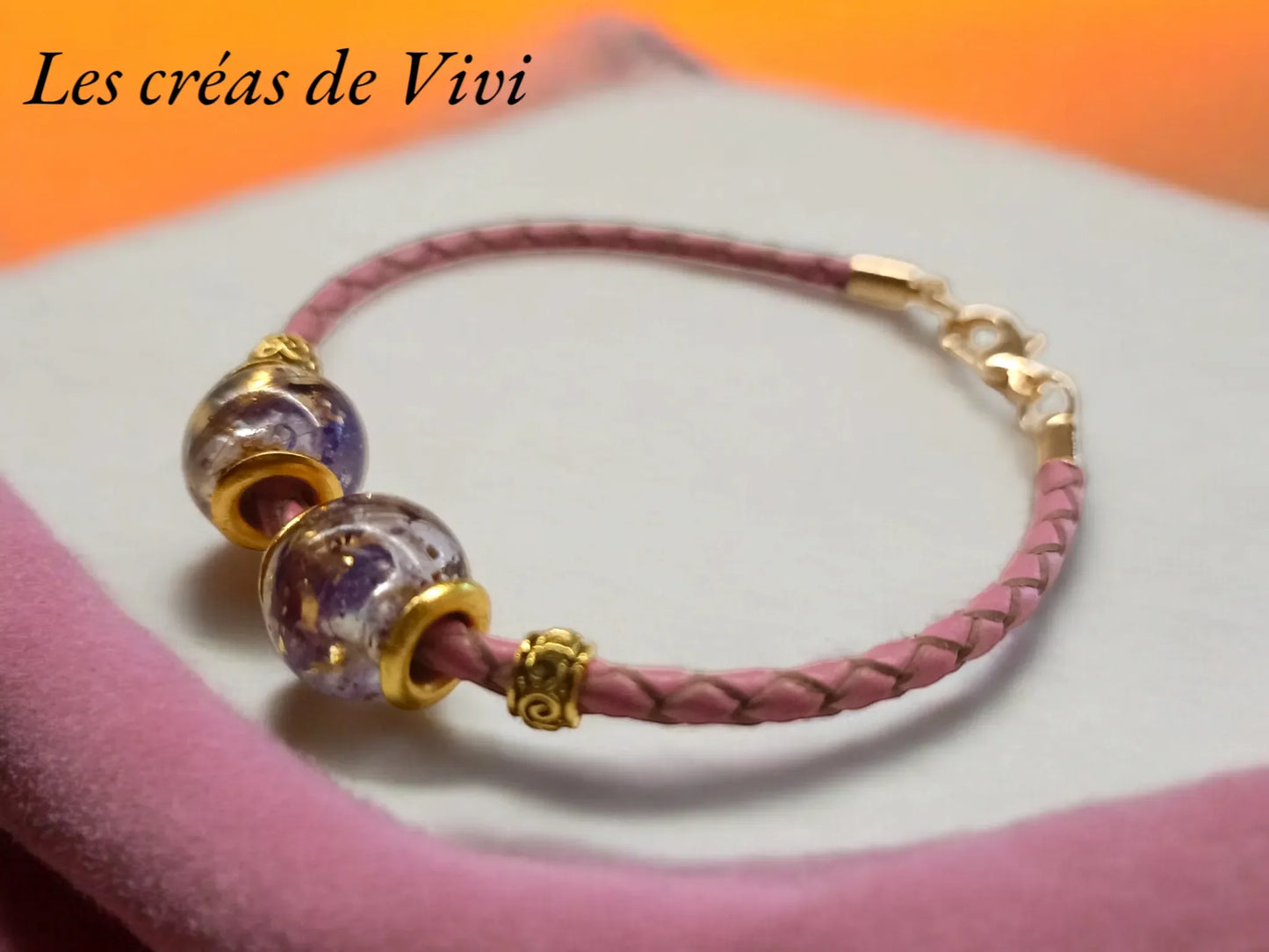 Bracelet en cuir avec perle en résine personnalisée – Mèche de cheveux intégrée