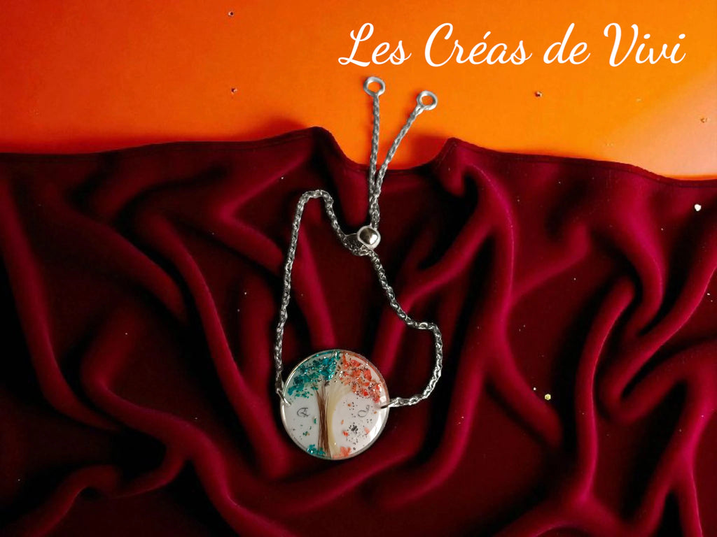 Bracelet chaîne "Arbre de Vie" personnalisé – Mèche de cheveux & fleurs