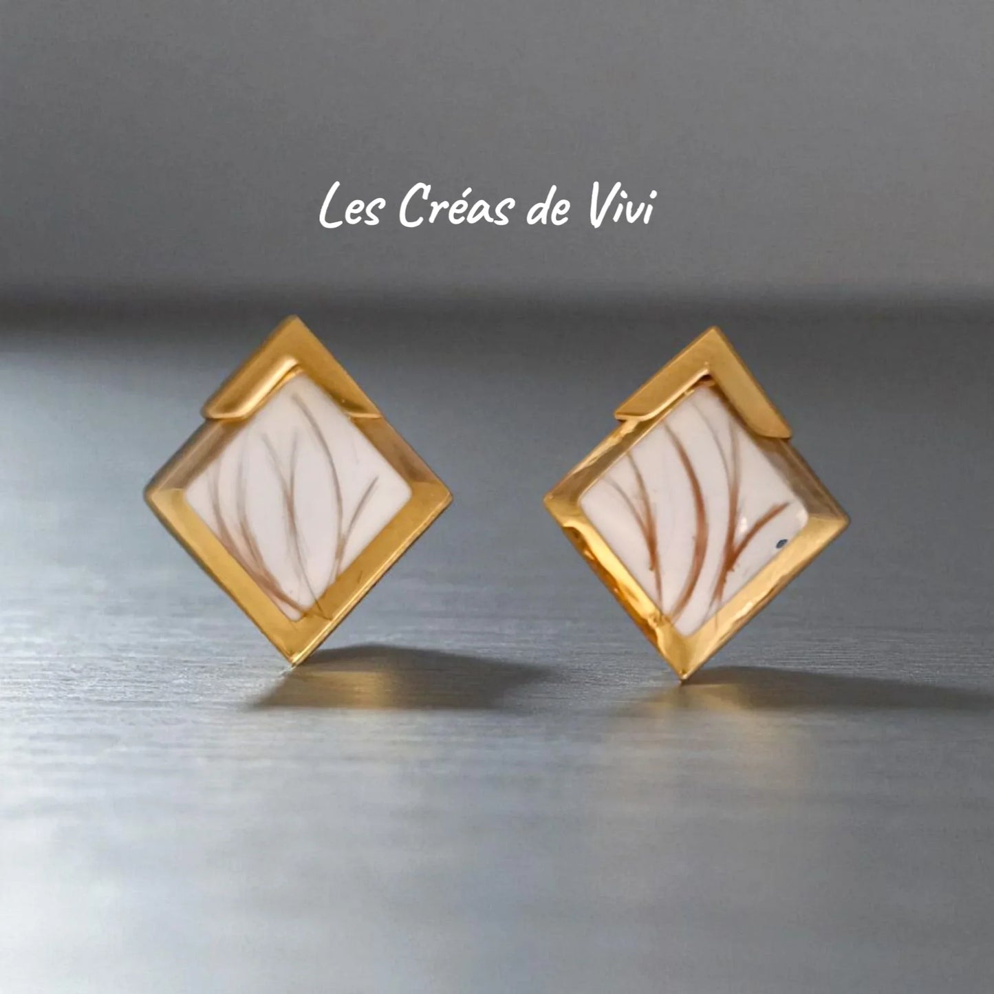 Boucles d’oreilles carrées en résine – Mèche de cheveux personnalisée - Les Créas de Vivi