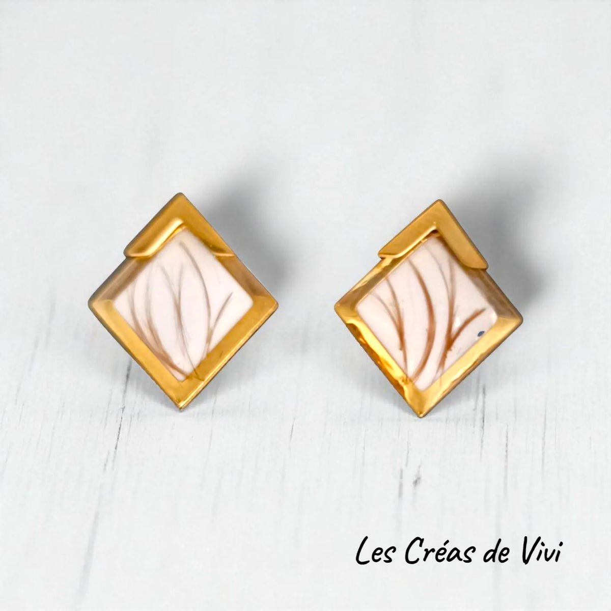 Boucles d’oreilles carrées en résine – Mèche de cheveux personnalisée