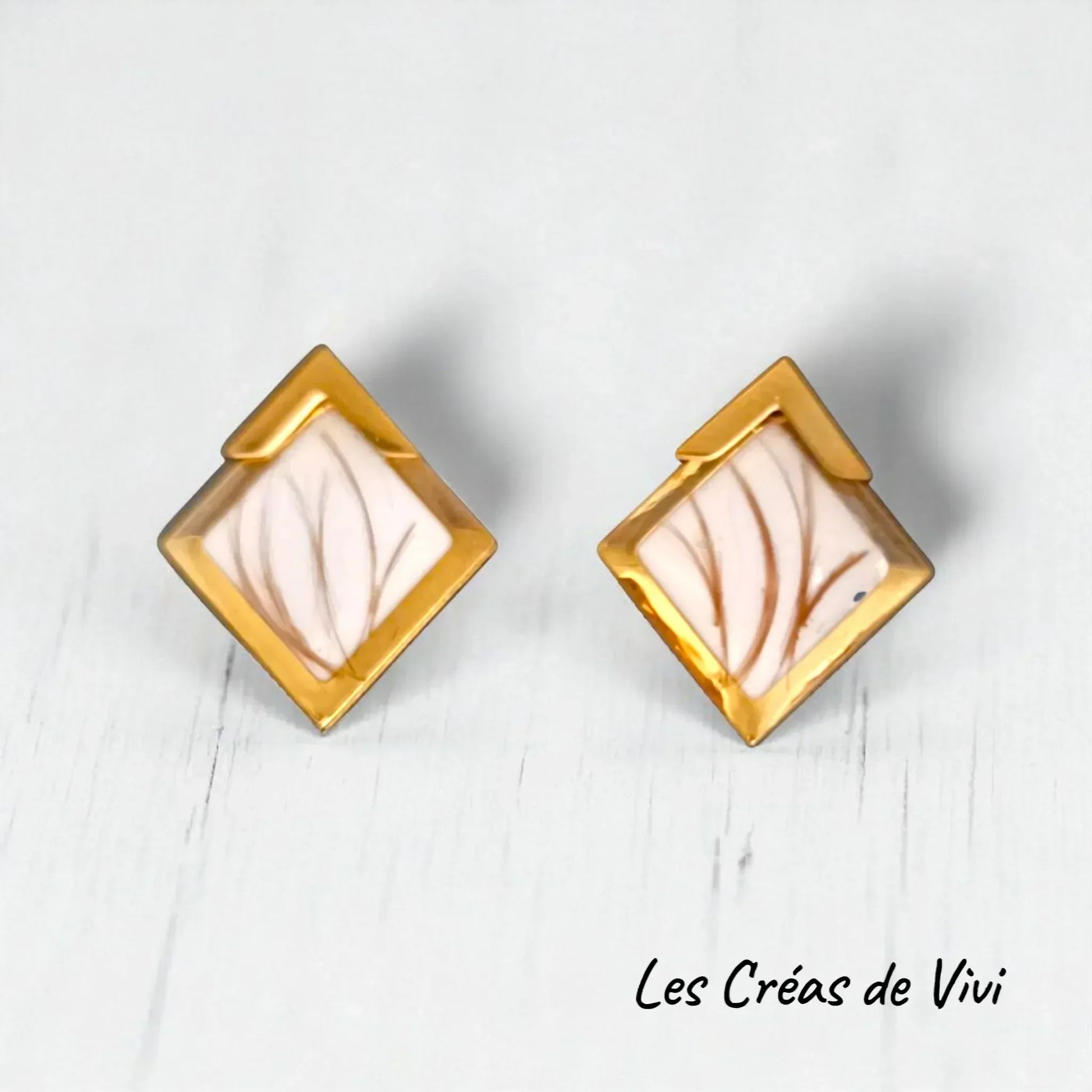 Boucles d’oreilles carrées en résine – Mèche de cheveux personnalisée - Les Créas de Vivi