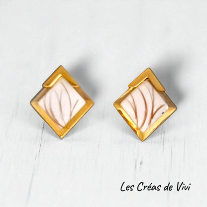 Boucles d’oreilles carrées en résine – Mèche de cheveux personnalisée - Les Créas de Vivi