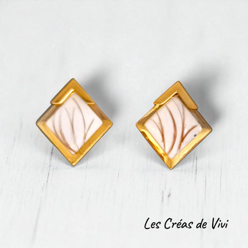Boucles d’oreilles carrées en résine – Mèche de cheveux personnalisée