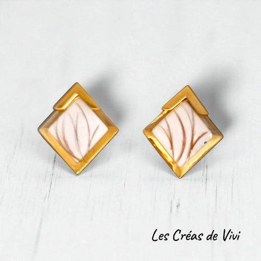 Boucles d’oreilles carrées en résine – Mèche de cheveux personnalisée - Les Créas de Vivi