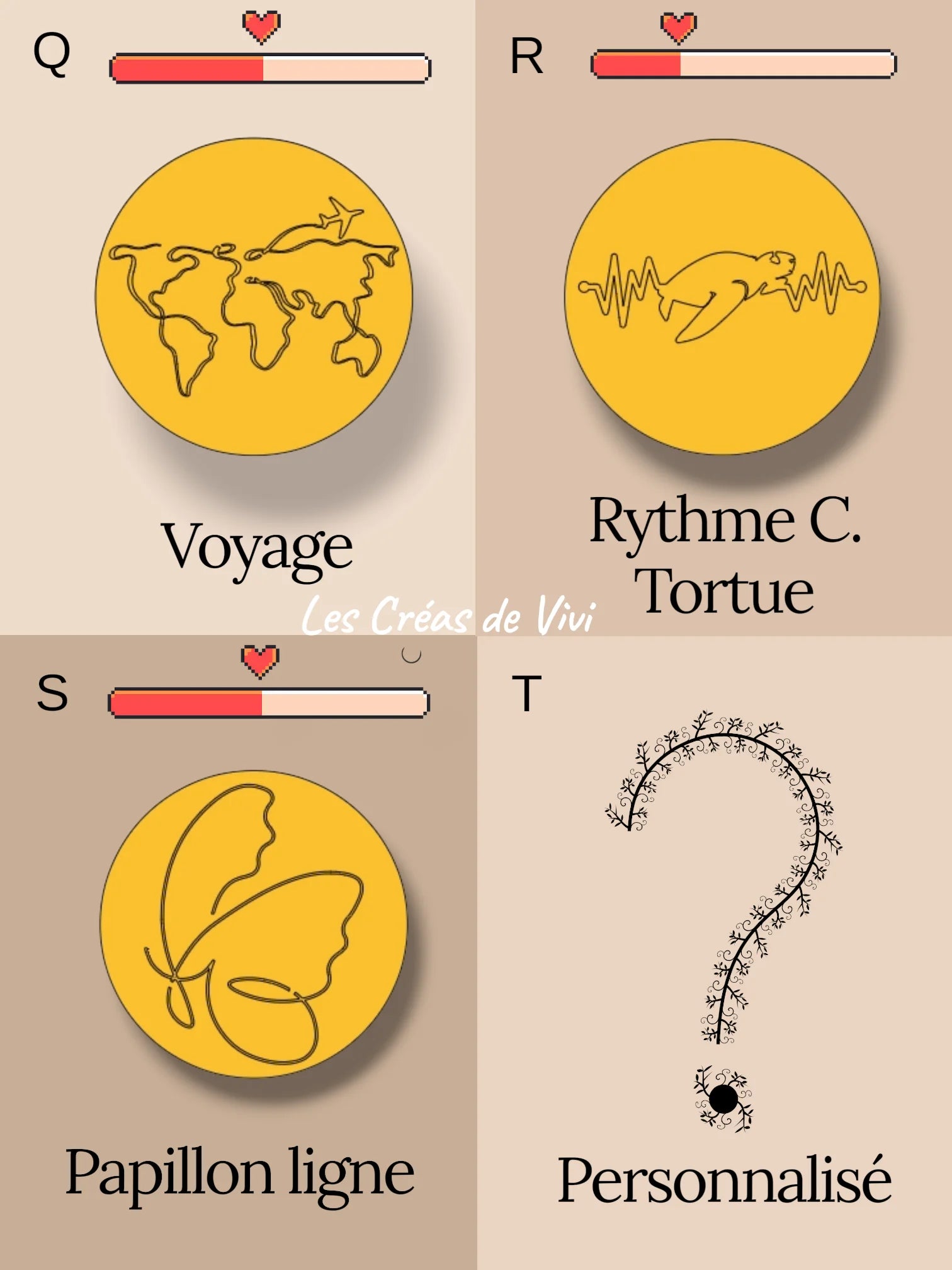 Pendentif souvenir unique : 19 motifs symboliques + 1 modèle personnalisable (supplément 15 €), mèche de cheveux discrète, acier doré ou argenté.