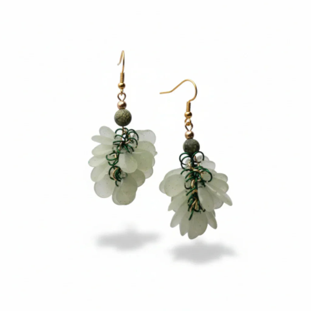 Boucles d’oreilles “Grappe Émeraude”