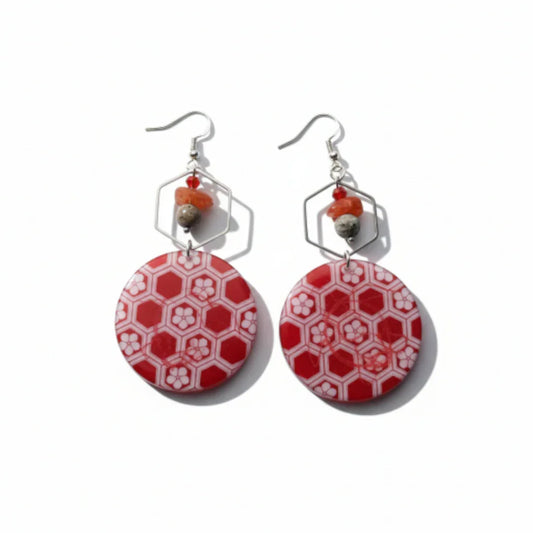 Boucles d’oreilles “Kikkô Rouge Argenté”