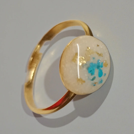 Bague en Lait Maternel Personnalisée – Bijou Souvenir Allaitement – Acier Inoxydable Doré/Argenté – Fleurs au Choix – Taille Ajustable