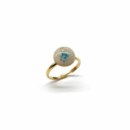 Bague en Lait Maternel Personnalisée – Bijou Souvenir Allaitement – Acier Inoxydable Doré/Argenté – Fleurs au Choix – Taille Ajustable