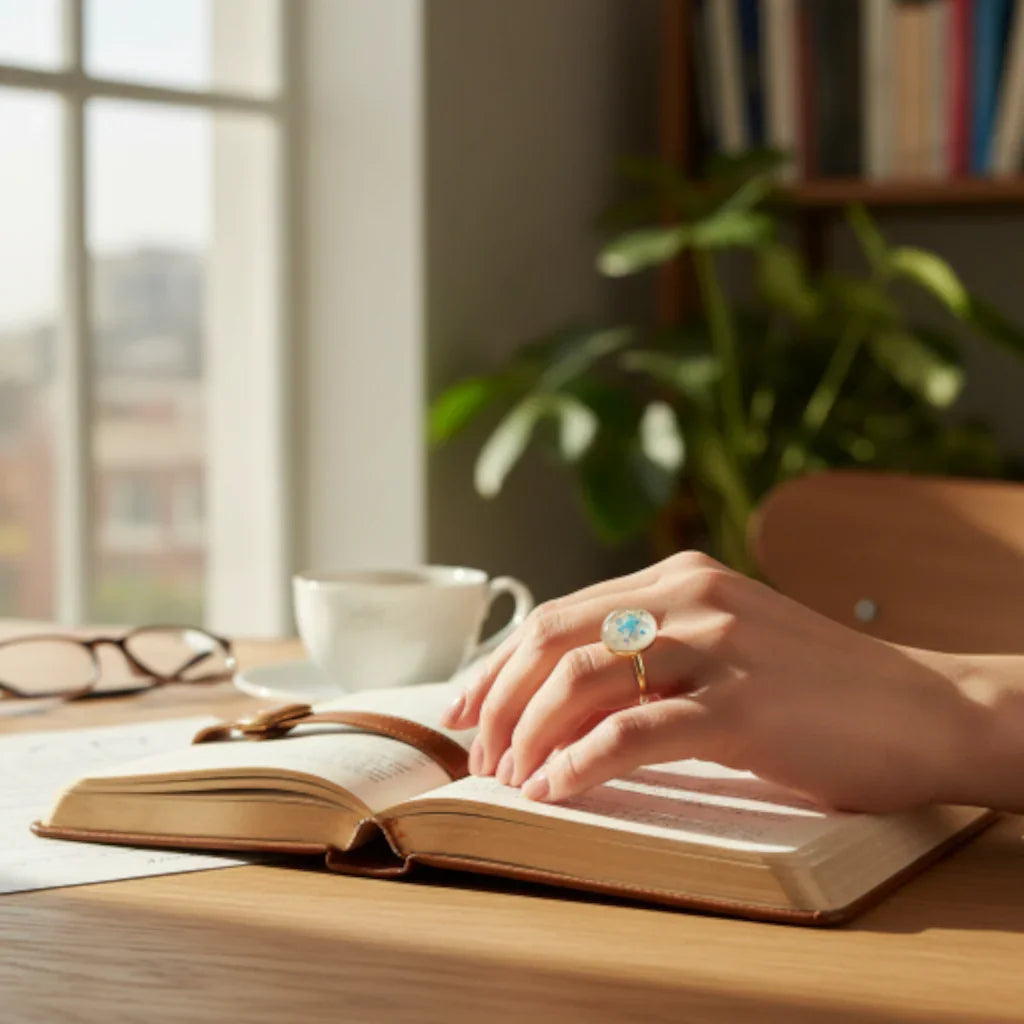 Bague en Lait Maternel Personnalisée – Bijou Souvenir Allaitement – Acier Inoxydable Doré/Argenté – Fleurs au Choix – Taille Ajustable