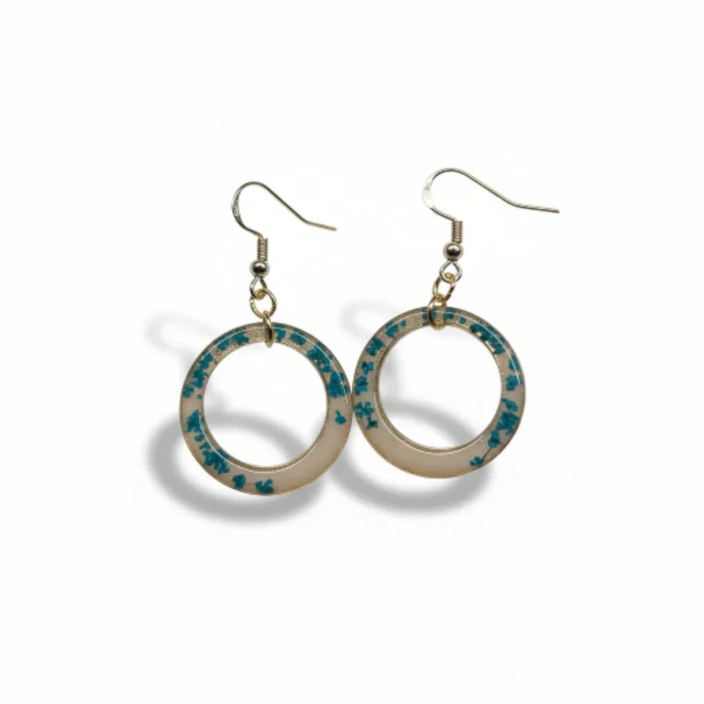 Boucles d’Oreilles en Lait Maternel – Personnalisées avec Fleurs – Acier Doré/Argenté – Bijou Souvenir Allaitement – 2,5 cm