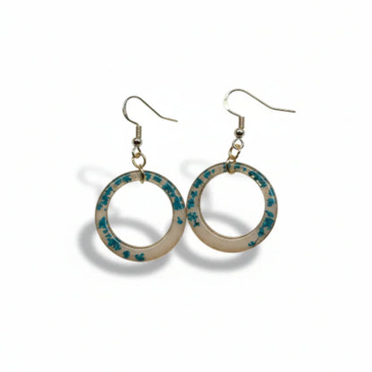 Boucles d’Oreilles en Lait Maternel – Personnalisées avec Fleurs – Acier Doré/Argenté – Bijou Souvenir Allaitement – 2,5 cm