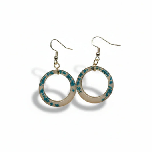 Boucles d’Oreilles en Lait Maternel – Personnalisées avec Fleurs – Acier Doré/Argenté – Bijou Souvenir Allaitement – 2,5 cm