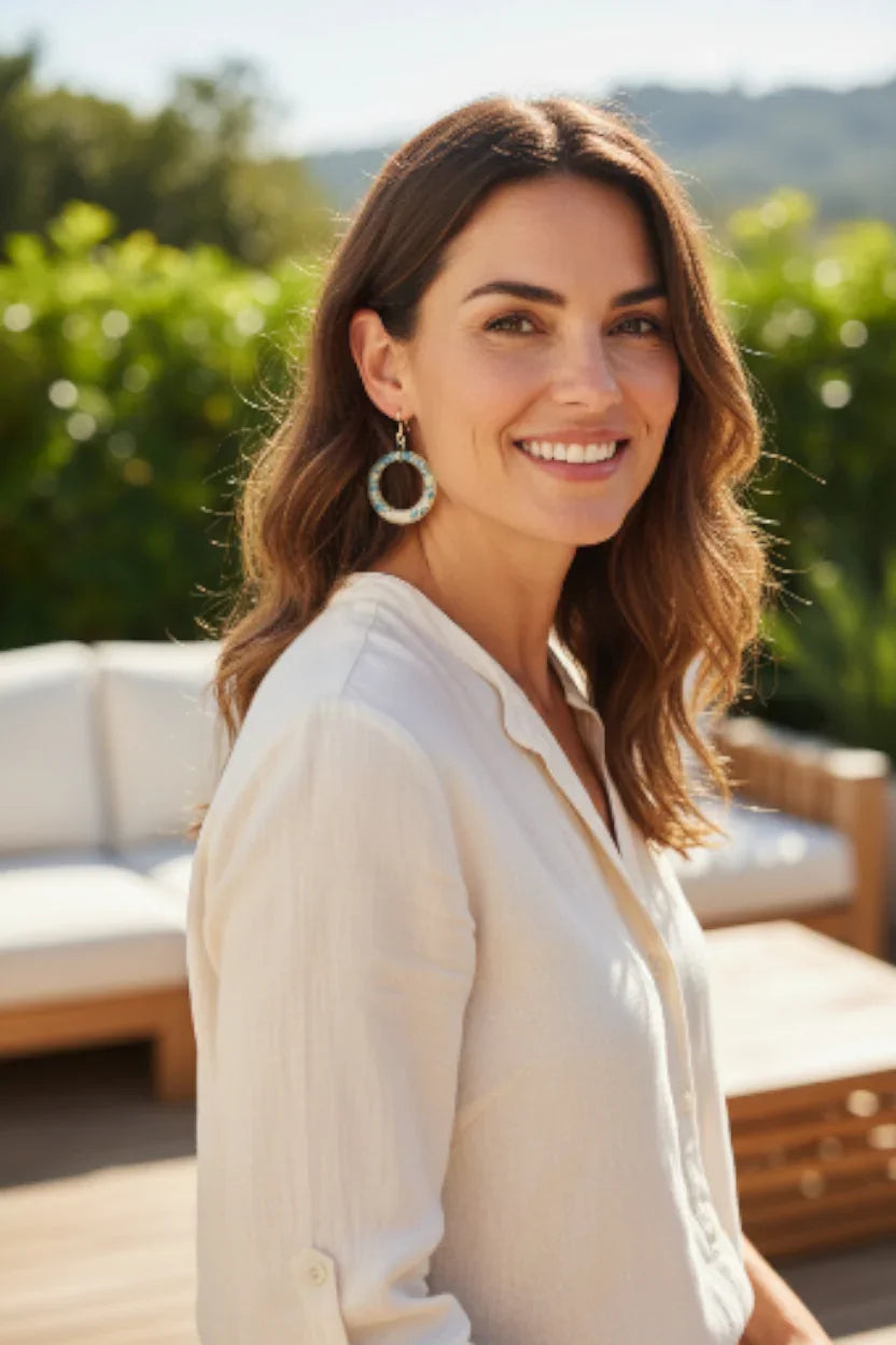 Boucles d’Oreilles en Lait Maternel – Personnalisées avec Fleurs – Acier Doré/Argenté – Bijou Souvenir Allaitement – 2,5 cm