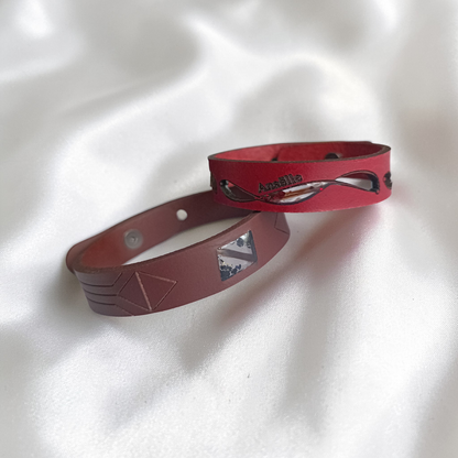 Bracelet en Cuir Personnalisé – Motif Gravé & Résine – Les Créas de Vivi