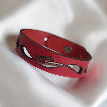 Bracelet en Cuir Personnalisé – Motif Gravé & Résine – Les Créas de Vivi