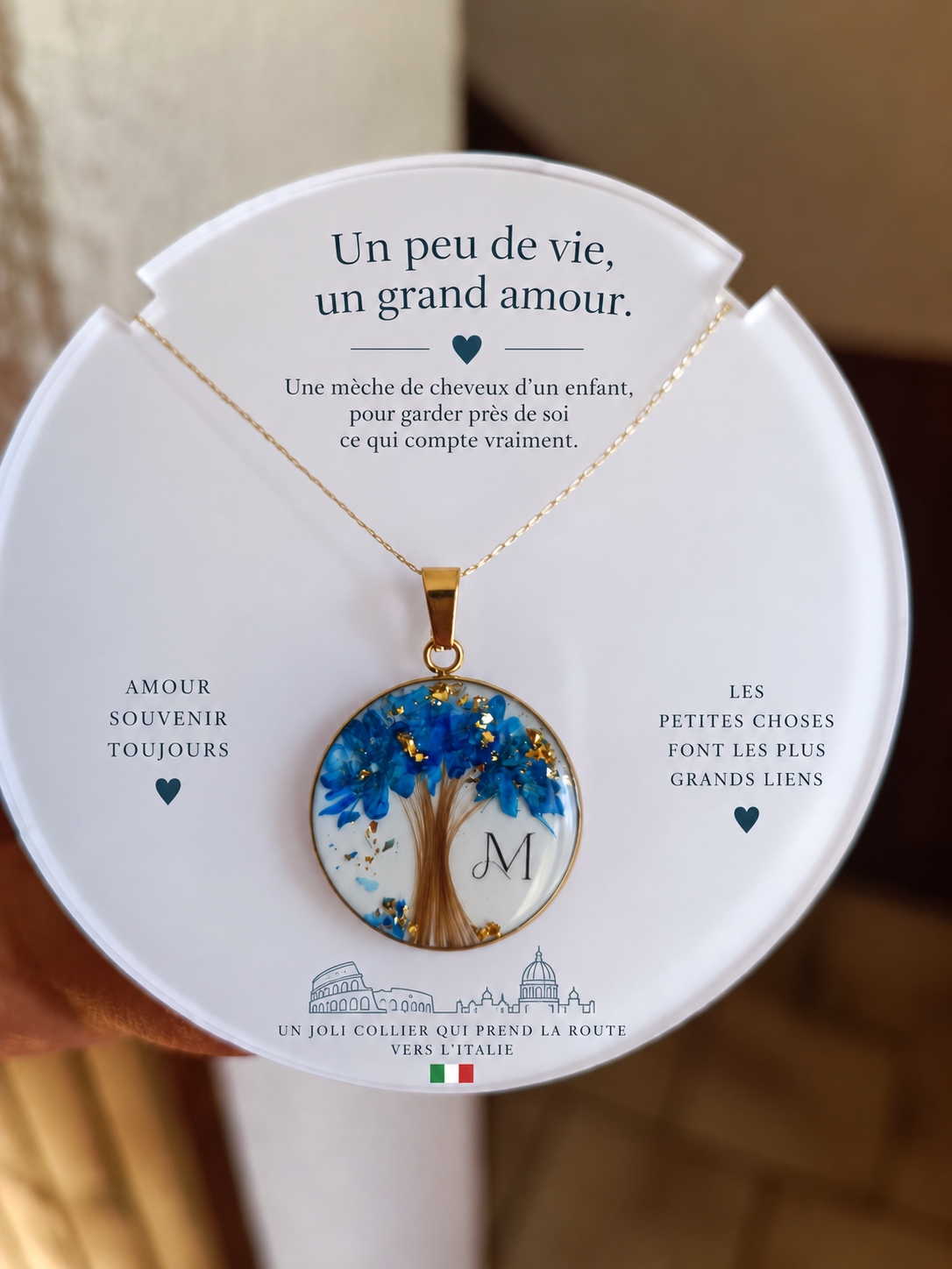 Collier Arbre de Vie Personnalisé – Bijou Souvenir Cheveux & Lait Maternel