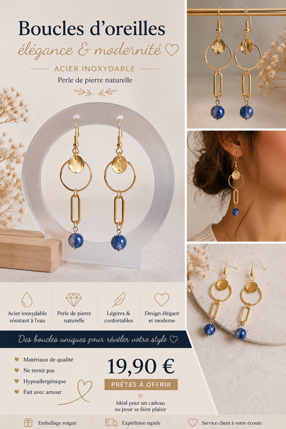 Boucles d'oreilles pendantes perle