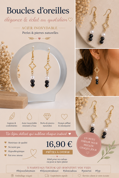 Boucles d'oreilles pendantes perle