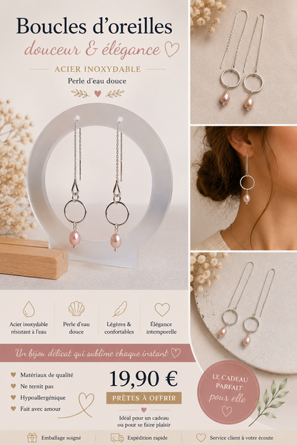 Boucles d'oreilles pendantes perle