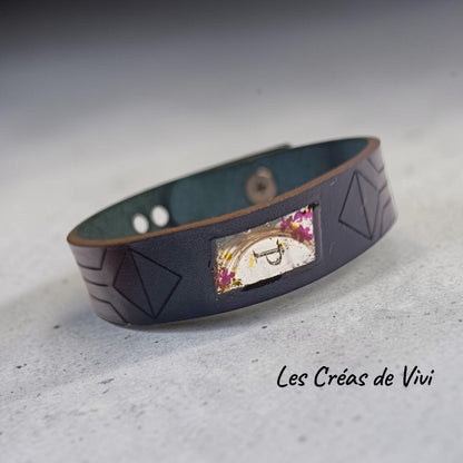 Bracelet en Cuir Personnalisé – Motif Gravé & Résine – Les Créas de Vivi