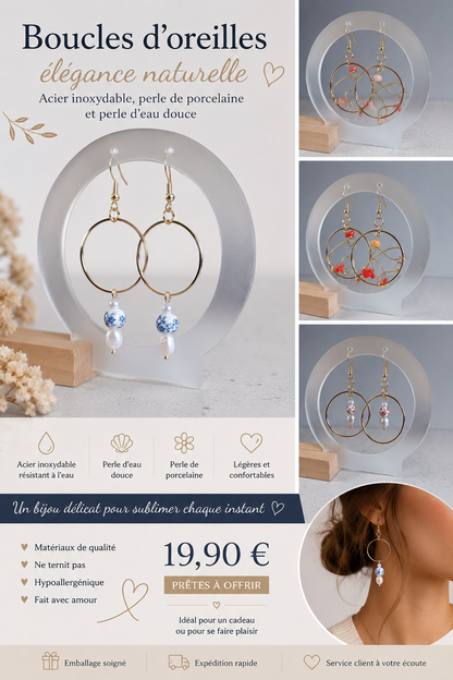 Boucles d'oreilles pendantes perle