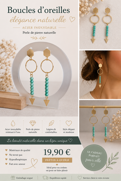Boucles d'oreilles pendantes perle