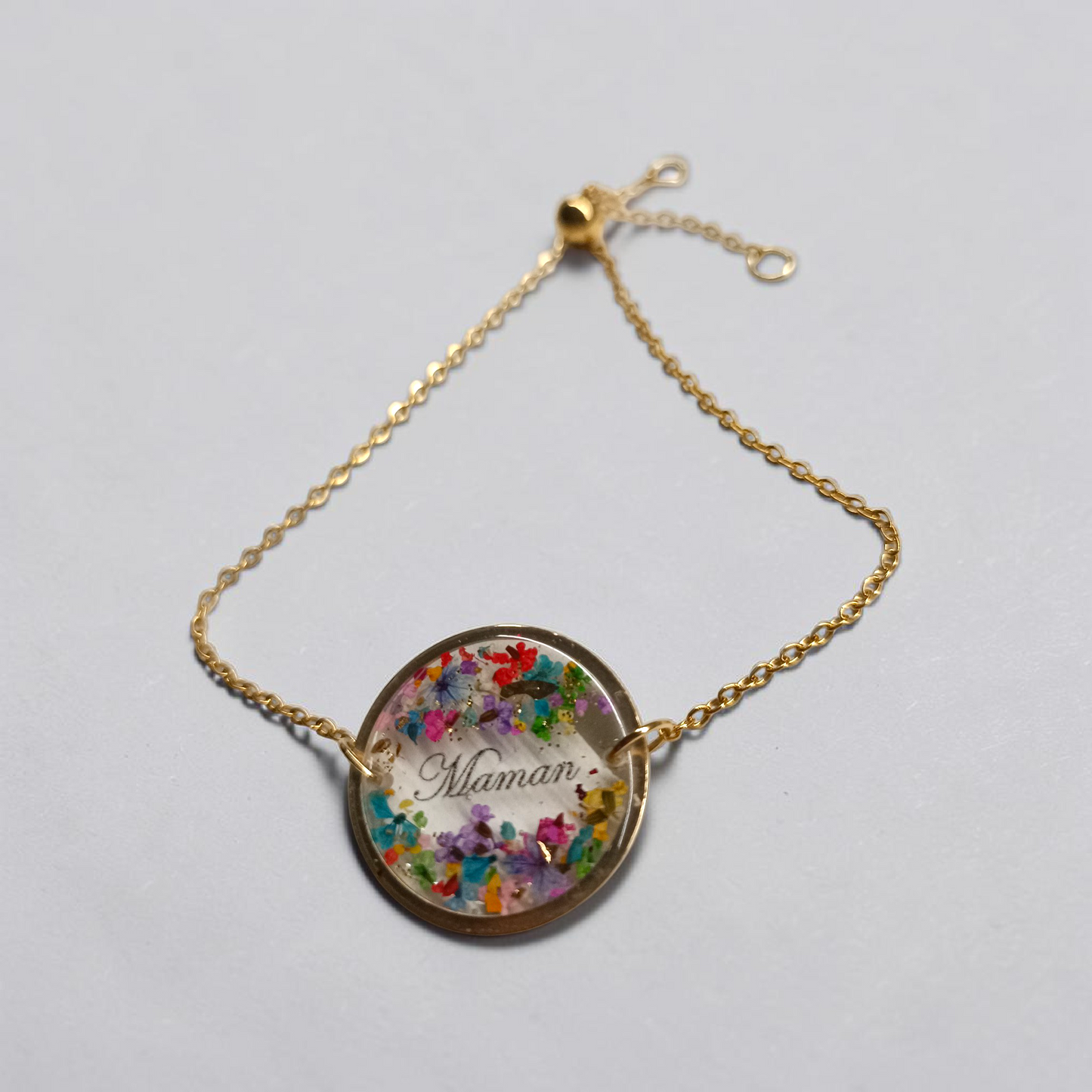 Bracelet « Maman » – Bijou floral rempli d’amour 💖