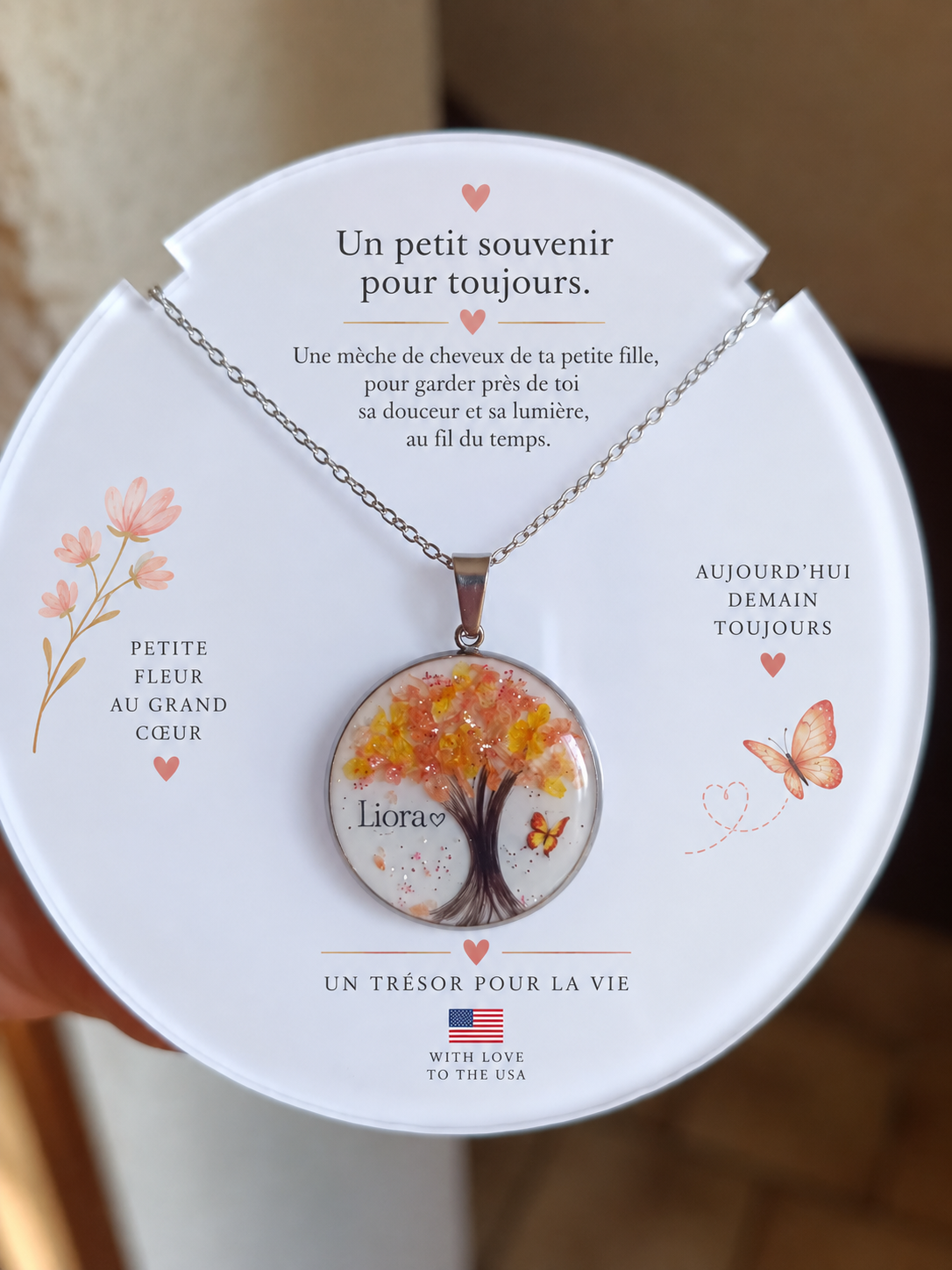Collier Arbre de Vie Personnalisé – Bijou Souvenir Cheveux & Lait Maternel