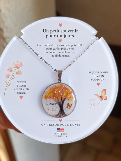 Collier Arbre de Vie Personnalisé – Bijou Souvenir Cheveux & Lait Maternel